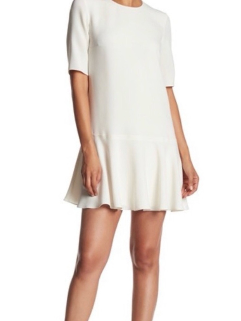 NWT Theory Ruffle Shift Dress - Warm Ivory Admiral Crepe